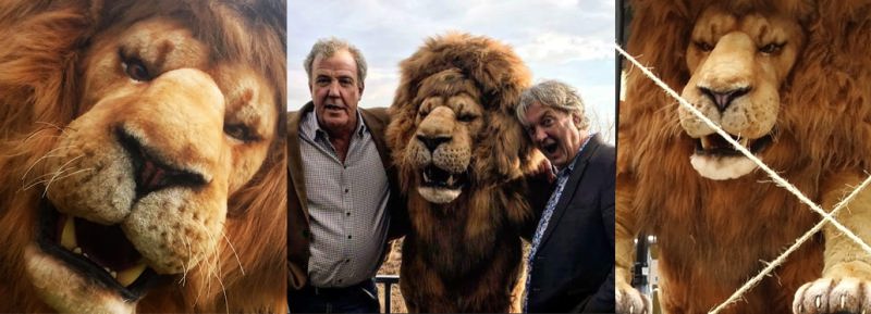 hire a realistic lion hire the lion from the grand tour hire a lion from tv adverts hire an animatronic lion hire a realistic lion can i hire a lion in the uk jeremy clarkson with a lion