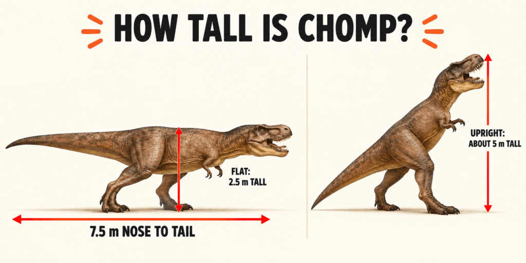 How big is chomp the t-rex