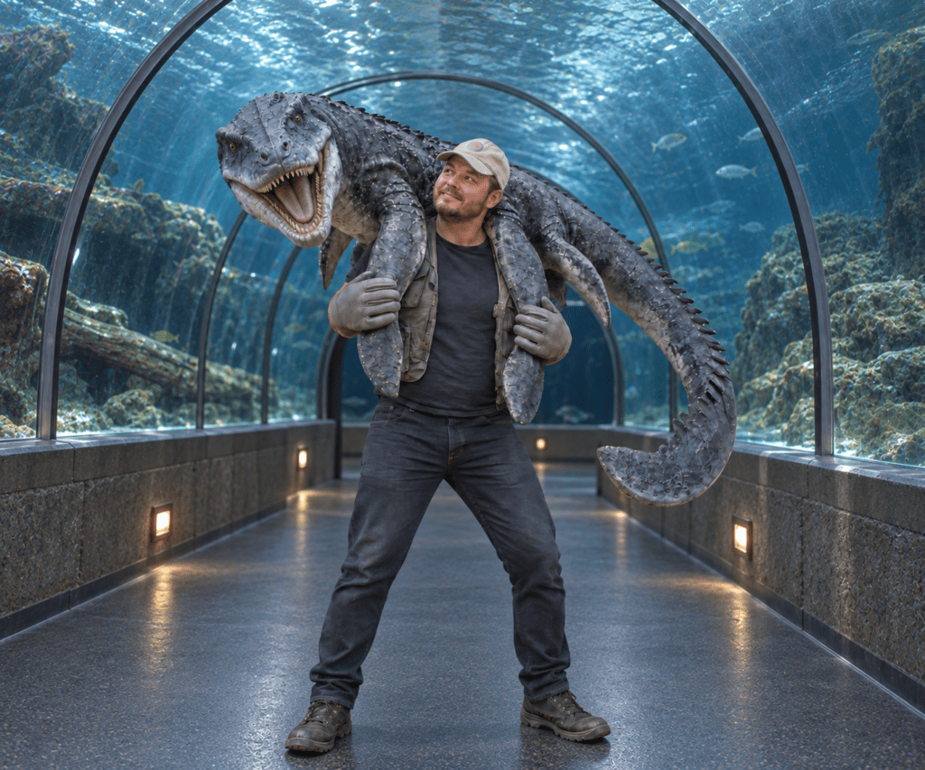 hire a mosasaurus hire tanto the dinosaur hire a swimming dinosaur unique dinosaur hire